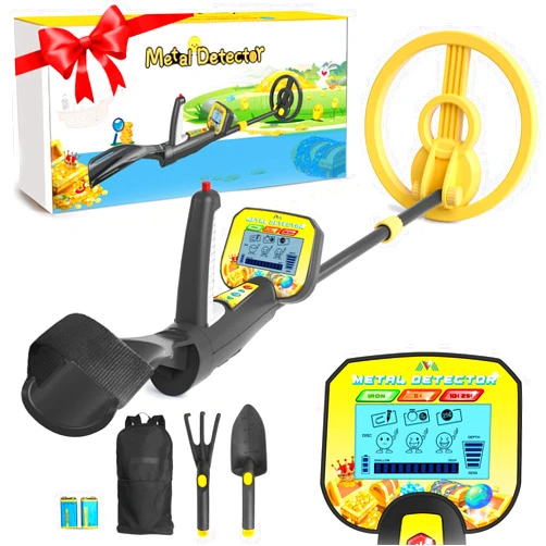 HYTIREBY Metal Detector for Kids-Kids Metal Detector High Accuracy with Backlit LCD Display, Junior Metal Detector for Kids 7.5 Inch Waterproof Search Coil, Adjustable (32