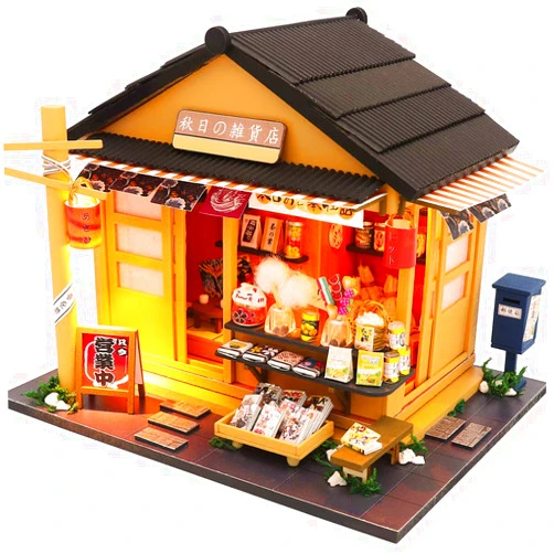 Fsolis DIY Dollhouse Miniature Kit with Furniture, 3D Wooden Miniature House , Miniature Dolls House kit M914