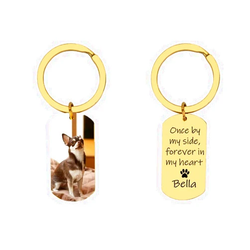 ZOROSY Personalized Pet Photo Keychain, Engraved Pet Name Key Chain,Custom Dog Photo Keychain,Dog Cat Memorial Gifts
