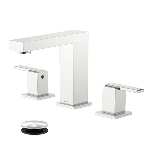 KENES Brushed Nickel Widespread Bathroom Faucet 2 Handle Bathroom Sink Faucet 3 Hole, 8-Inch 3 Pieces Bathroom Vanity Faucet with Pop Up Drain & Supply Lines, KE-9050-P