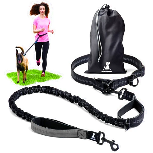 SparklyPets Hands Free Dog Leash with Reflective Stitches – Waist Leash for Dog Walking, Training & Jogging – Running Leash Hands Free for Medium & Large Dogs