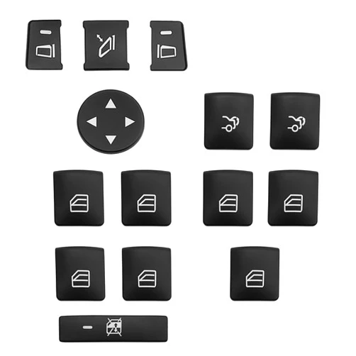 ZWYIFFS 14 Pcs Window Glass Lift Button Trim Cover Interior Door Power Window Switch Button Cover Fit for Mercedes Benz A (W176) / B(W246) / C(W204) / E(W212) / GL/ML/CLA/GLA/GLE/GLK Class (Black)