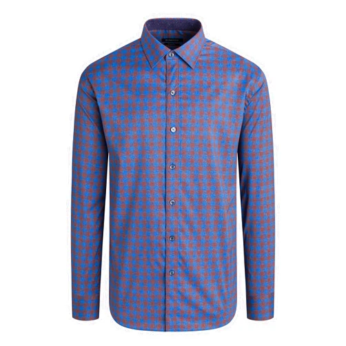 Bugatchi Men's Long Sleeve Point Collar Classic Performance Woven