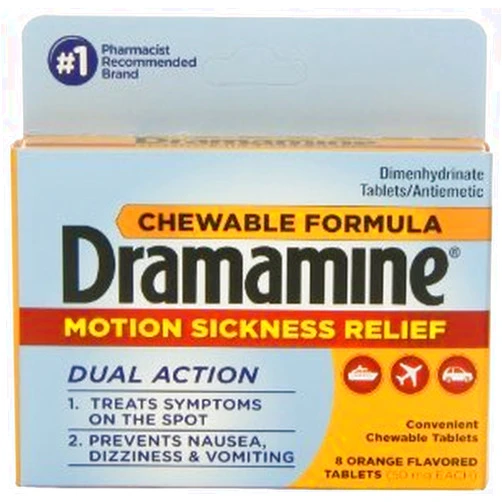 Dramamine 8-Count Orange Flavor (Pack of 3)