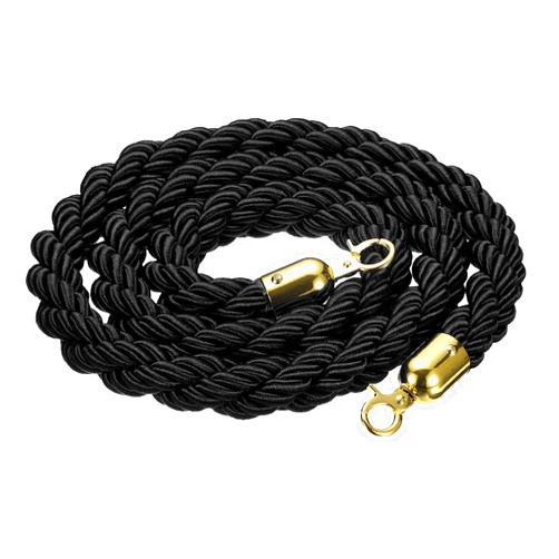 PATIKIL Stanchion Rope, 1.8m/5.9Ft Barrier Rope Twisted Post Ropes for Posts Stands Queue Divider Crowd Control of Hotel, Black Golden