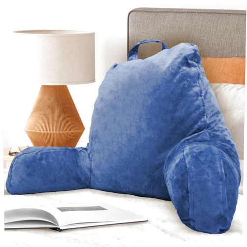 malu Standard Reading Pillow with Armrest - Ergonomic Back Pillow for Bed with Arms, Back, Neck Support - with Shredded Memory Foam and Washable Cover - Sitting Up in Bed, Couch or Floor