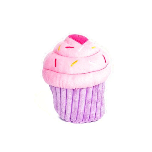 ZippyPaws Birthday Cupcake- Dog Squeaky Toys to Keep Them Busy, Funny Food Plush for Small, Medium, & Large Dogs, Cute Stuffed Puppy Toy, Pet Products, Gift for Dogs of All Breeds, Soft & Cuddly- Pink