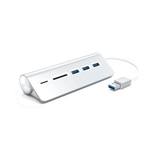Satechi Aluminum USB 3.0 Hub & Card Reader - Compatible with MacBook Pro, MacBook, iMac, Surface Pro, Dell XPS and more (Silver)