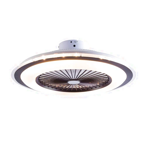 TFCFL 23'' Modern Round LED Ceiling Fan Light, SEnclosed Invisible Ceiling Lighting Fixture, Semi Flush Mount Dimmable Chandelier 3000-4500-6000K w/Remote for Low Profile Bedroom Living Room
