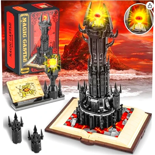 Ecqizer Lord Castle of Magic Rings Building Set, Dark Tower Building Block Kits with Glowing Lighting, Lord Castle Architecture Building Set Gift for Fans Boys & Girls (969PCS)