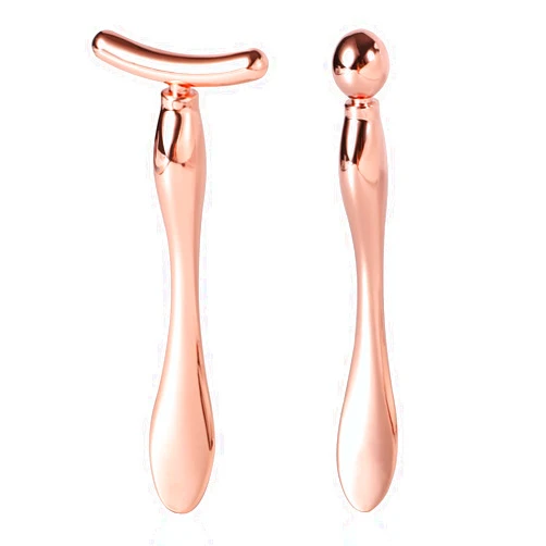 Pimoys 2 Pcs Metal Eye Cream Applicator Face Roller Massager Tool,Eye Massage Wand Stick Women for Facial Massager for Reducing Puffiness Wrinkle Gift for Women