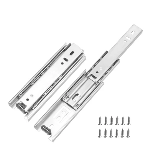 LONTAN 6 Inch 3 Section Full Extension Ball Bearing Drawer Slides 1 Pair Silver Side Mount Cabinet Glides Drawer Runners Rails for Furniture