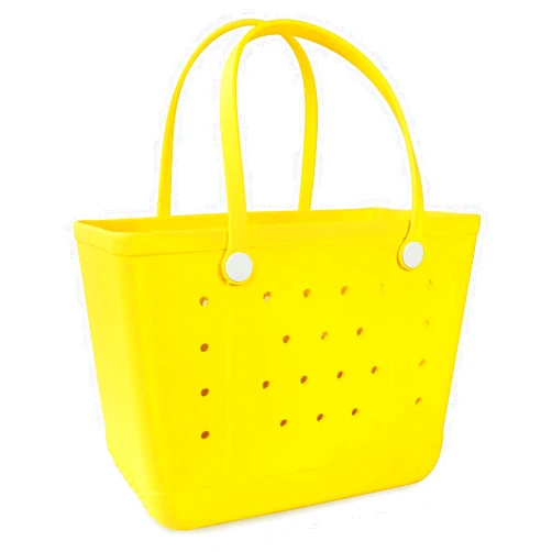 Angilifan X Large Rubber Waterproof Beach Tote Bag, Washable Anti-tip Durable Beach Storage Basket Hole Opening Tote Bag