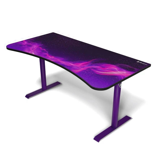 Arozzi Arena Special Edition Ultrawide Curved Gaming and Office Desk with Full Surface Water Resistant Desk Mat Custom Monitor Mount Cable Management Cut Outs - Purple Galaxy