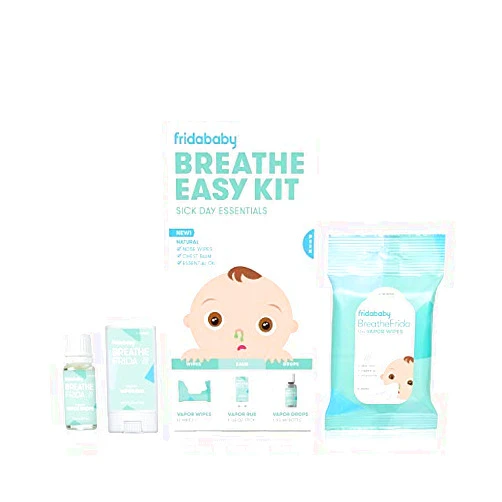 FridaBaby Breathe Easy Kit Sick Day Essentials by FridaBaby - Natural Vapor Wipes, Organic Vapor Rub + Organic Vapor Drops, White