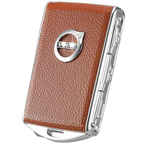 TOUPHY Car Key Fob Cover for Volvo XC90, XC60, XC40, S60, S90, V90, Zinc Alloy Frame Leather Surface