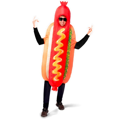 Spooktacular Creations Adult Inflatable Costume, Full Body Hotdog Blow-up Costume, Deluxe Food Themed Halloween Costume for Cosplay Parties