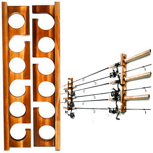Ghosthorn Holds Up to 12 Rods Fishing Pole Rod Racks Wall or Ceiling Mounted Fishing Pole Rod Holders for Garage Storage Organizer Fishing Gear Equipment Gifts for Men Women