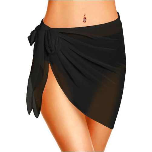 CHICGAL Swimsuit Coverups for Women Sarong Beach Bikini Wrap Sheer Short Skirt Chiffon Scarf for Swimwear