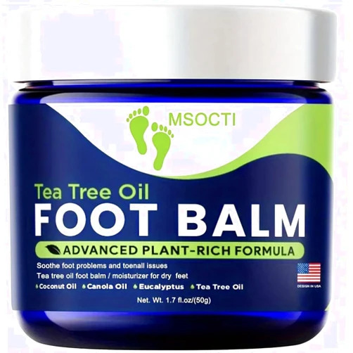 Generic MSOCTI Tea Tree Oil Foot Balm, 1.7 fl.oz, Plant-Rich Formula, Coconut Oil, Canola Oil, Eucalyptus