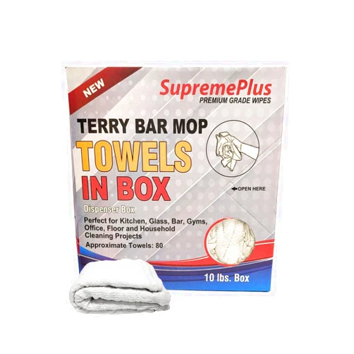 SupremePlus Premium White Terry Bar Mop Towels – Shop Bulk Cleaning Towel in (10 lbs. Compressed Box), 100% Cotton 14x17 Inch Rag, Wipe Kitchen, Glass, & Counter, for Home, Restaurant & Commerical