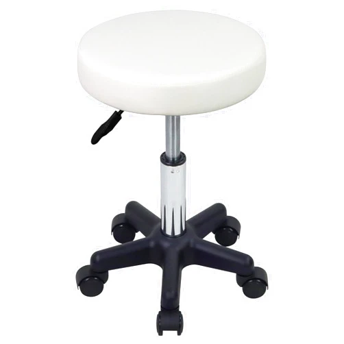 FURWOO Round Rolling Stool Height Adjustable Stool with Wheels for Spa Salon Massage White