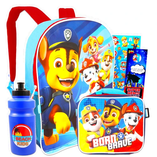 Paw Patrol Backpack And Lunch Box Set - 5 Pc Paw Patrol Backpack Bundle with 16