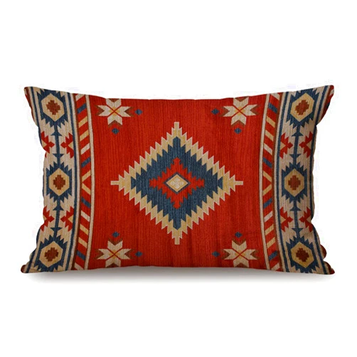 Solekla Nice Gift Southwest American Pattern Waist Lumbar Cotton Linen Throw Pillow case Cushion Cover for Sofa Home Decorative Oblong 12x20 Inches