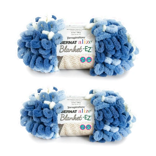 Bernat Alize Blanket Denim Blues Yarn - 2 Pack of 180g/6.4oz - Polyester - 7 Jumbo - 18 Yards - Knitting/Crochet