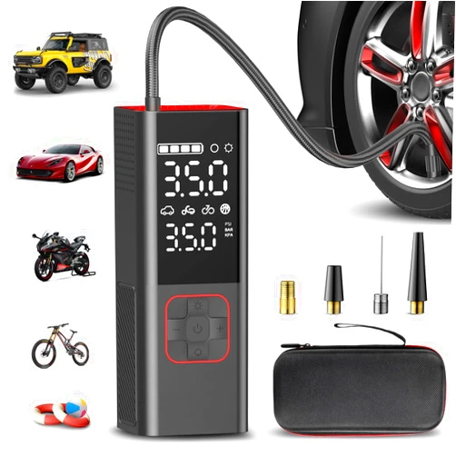 APRUT Tire Inflator Portable Air Compressor 20000mAh & 4X Faster Cordless Tire Pump for Car, Bicycle, Motorcycle, Ball, with Tire Pressure Gauge and Storage Bag (2024 New Upgraded)
