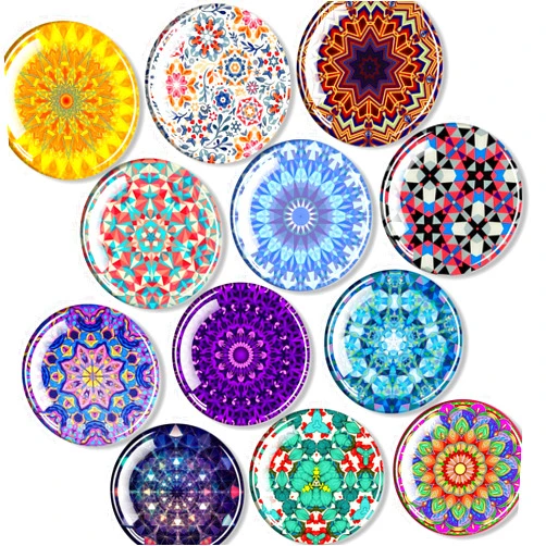 Qualsen 12Pcs Glass Fridge Magnets Refrigerator Magnets Cute Magnets Strong Magnets Small Magnets for Whiteboard Magnets for Fridge, Decoration for Crafts, Office, Kitchen, Dishwasher (Okaleidoscope)
