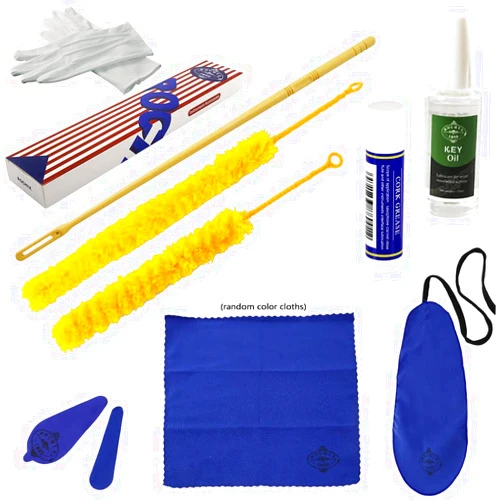 ROCHIX 1890 Flute Cleaner Care Cleaning Kit,Maintenance Kit,Key Oil,Cork Grease,Swab,Cleaning Cloth,Cleaning Brush,Cleaning Rod(Random Color Cloths)
