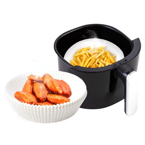 Rockybuy Air Fryer Disposable Paper Liner - 8 inch Non-stick Air Fryer Parchment Paper Liners,Oil-proof Air Fryer Liner,Air Fryer Paper For Baking, Cooking, Roasting and Microwave(50pcs,white)