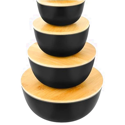 Bremel Home Salad bowl with lid set (Black (4))