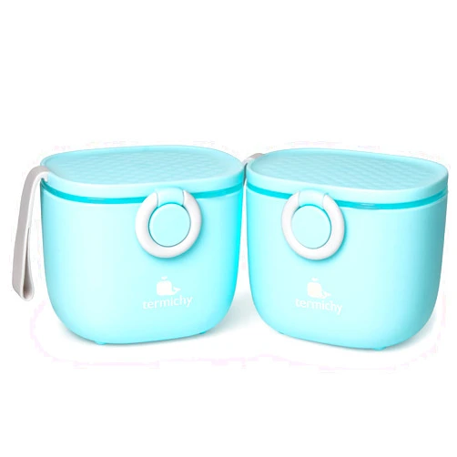 Termichy Baby Formula Dispenser, Portable Milk Powder Dispenser Container with Carry Handle and Scoop for Travel Outdoor Activities with Baby Infant, 8.8OZ, 0.55LB, 250g (Blue-2pack)