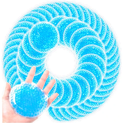 TrelaCo 60 Pack Small Round Gel Ice Packs Reusable Cold Packs Boo Boo Ice Packs, Cold Hot Compress for Pain Relief, Injuries, Wisdom Teeth, Breastfeeding, Tired Eyes, Face, Neck, Headaches