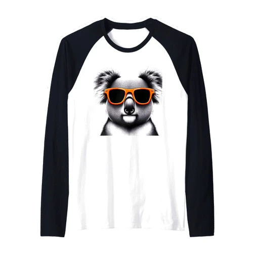 Cool Koala Love Graphic Art Cool Koala Wearing Sunglasses Graphic Art Raglan Baseball Tee