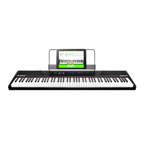Alesis Recital – 88 Key Digital Piano Keyboard with Semi Weighted Keys, 2x20W Speakers, 5 Voices, Split, Layer and Lesson Mode, FX and Piano Lessons
