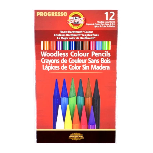 Koh-I-Noor Progresso Woodless Colored 12-Pencil Set, Assorted Colored Pencils (FA8756.12)