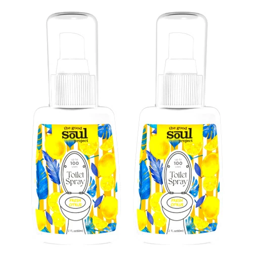THE GOOD SOUL PROJECT Toilet Spray for Poop, Fresh Citrus, Bathroom Spray Odor Eliminator, 2Fl Oz 2 Pack