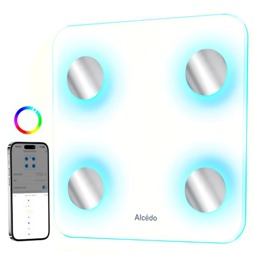 Alcedo Smart Body Fat Scale, Digital Scale with BMI, Fat Percentage, Muscle Mass, Color-Changing with Weight Variation, 400 lb, Bluetooth