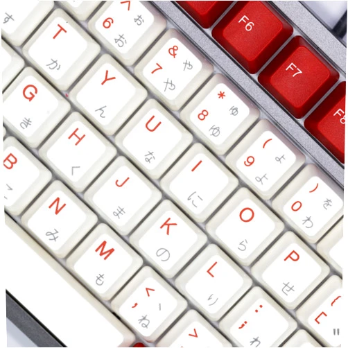 TAI-HAO US Layout+Japanese Characters are Laser Engraved /115 Red and White ANSI Layout Compatible with All MX Types Keyboards(61/87/104/108+1.75U Shift Key) Double Shot Keycap Set