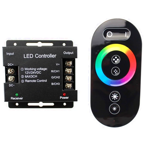 Sorfia DC 12V-24V 18A LED Dimmer Switch RGB Control Box Touch RGB Controller, RGB LED Controller for Strip Lights LED Light Controller, RF Wireless Dimmer for SMD 5050 3528 2835 RGB LED Strip Lights