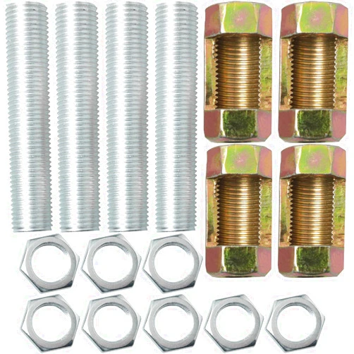 JJHXSM 4pcs M10 Lamp Pipe Repair Parts Kits Include M10x30 Hexagon Open Nut, M10x50 All Thread Lamp Pipe Nipples with Hex Lock Nut