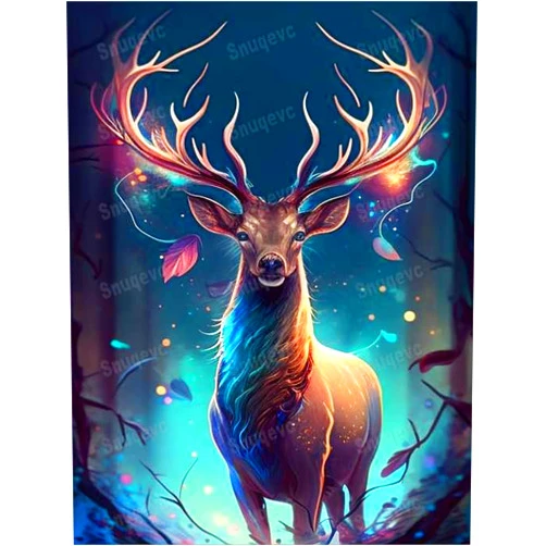 Snuqevc Fantasy Deer Adult Diamond Painting Kits, 5D Full Diamond Crystal Embroidery Canvas Art Paintings for Beginners, Home Decor Bedroom Decor, 12x16inch Gift