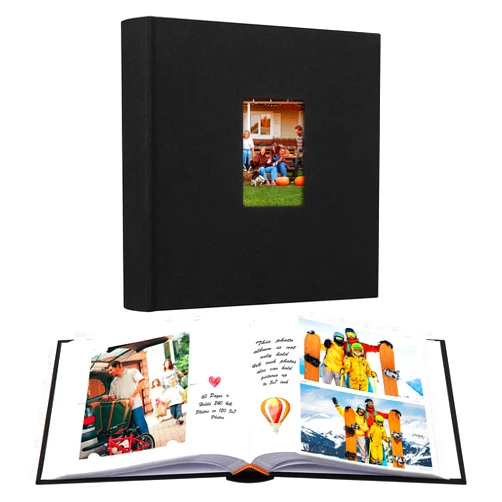 Aevdor 4x6 Photo Album with Writing Space Holds 240 4x6 Photos or 120 5x7 Photos, Linen Cover Acid Free Pages 4x6 Photo Book, Photo Album 4x6 5x7 with Memo for Family Wedding Baby Kid Pictures, Black