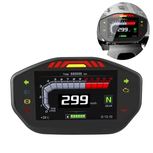 Tbest motorcycle dashboard Speedometer Universal TFT LCD Display Instrument Speedometer Odometer Tachometer Fit for 24 Cylinder Motorcycle