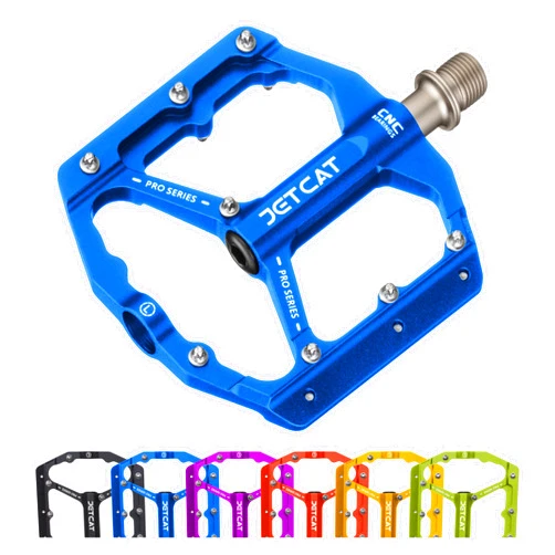 JETCAT Mountain Bike Pedals Flat - MTB Pedals Flat, Bicycle Pedals, Road Bike Pedals, BMX Pedals, for BMX MTN Road Gravel EBike, Specialized Parts, Adults, Aluminum Metal Stamp 9/16