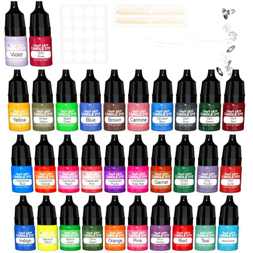 HOMY ARTY Candle Dye - 32 Colors Candle Wax Dye, Highly Concentrated Candle Color Dye, Oil-Based Liquid Candle Dye for Soy Wax, Candle Making - 5ml Each