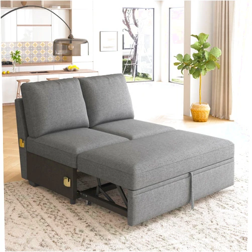 HONBAY Pull Out Bed for Modular Sectional Sleeper Sofa, Armless Loveseat with Pull Out Bed for Sectional Couch, Dark Grey